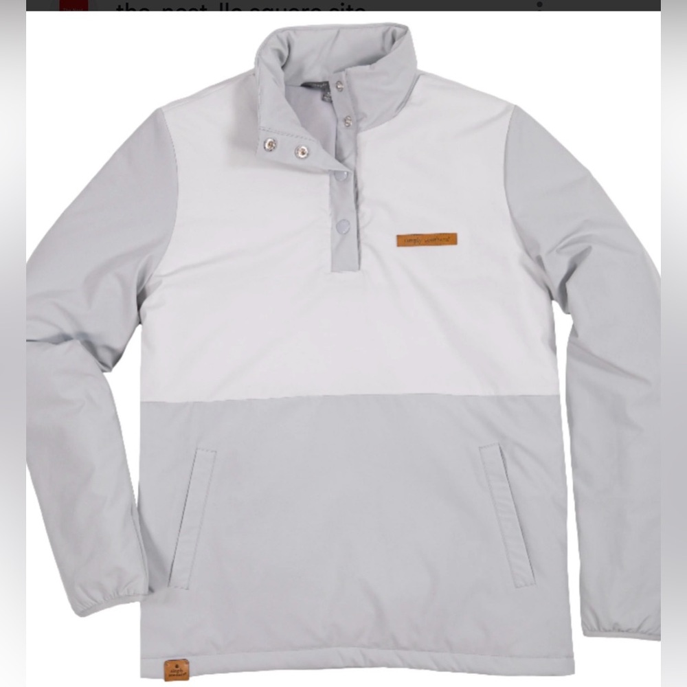 Simply Southern Kids XL Quarter Snap Pullover Jacket Gray White Lightweight